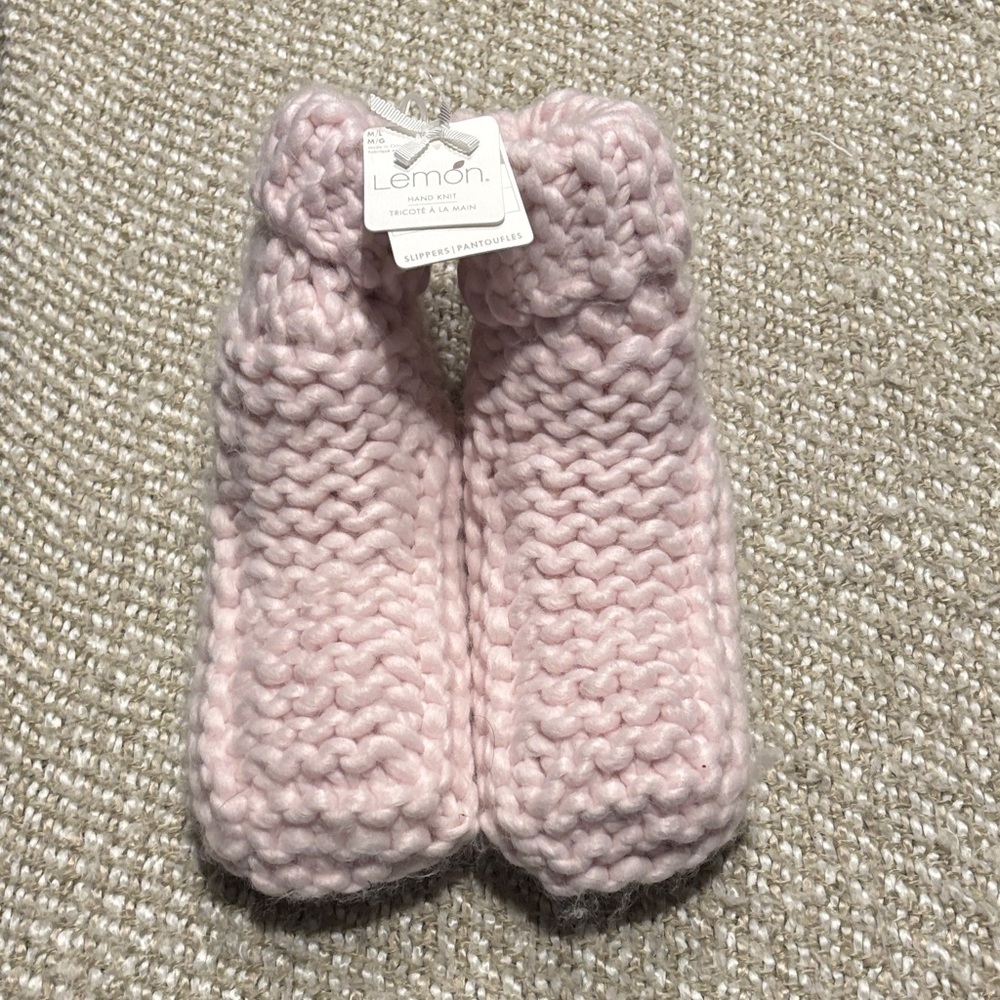 Lemon Co Pink Knit Slippers